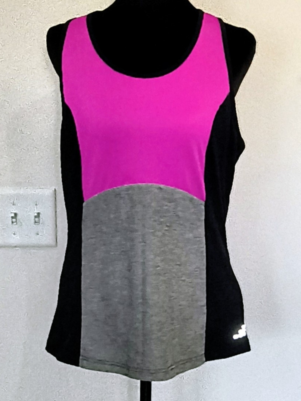 bcg Pink Gray and Black Colorblock Athletic Tank